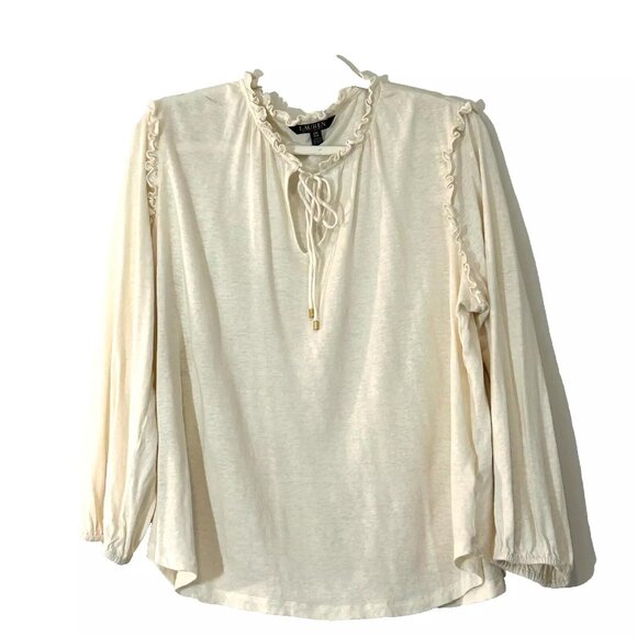 Lauren Ralph Lauren Split Neck Ruffled Sweater plus size 2X - Picture 1 of 8